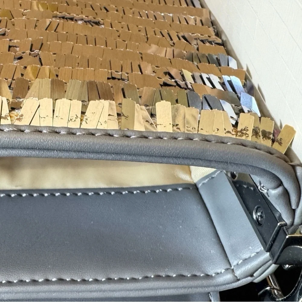 BIBI LOU Anthropologie Silver & Black Sequin Shoulder Bag